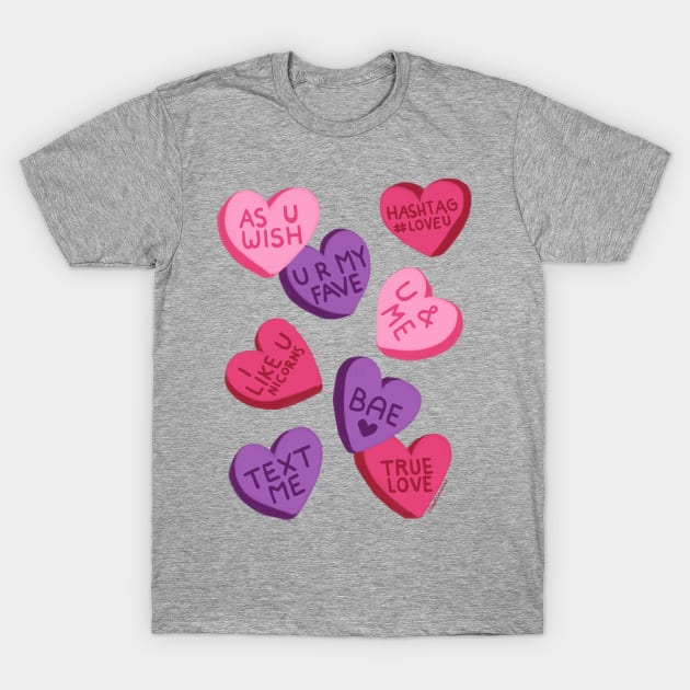 Love Conversation Hearts T-Shirt by Steph Calvert Art